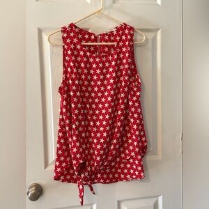 Peach Love Womens Size Large Sleeveless Red Top w/White Stars